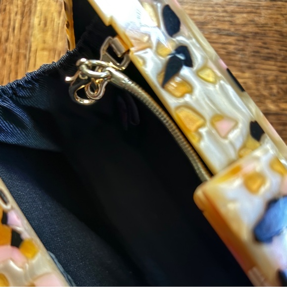 NWT pearl terrazzo speckled clutch box party bag - Picture 3 of 5